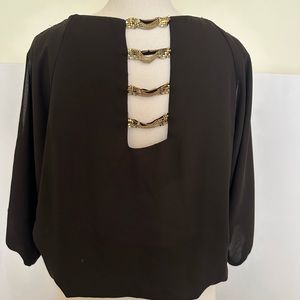 Woman black dressy top, size small,